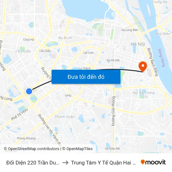 Đối Diện 220 Trần Duy Hưng to Trung Tâm Y Tế Quận Hai Bà Trưng map