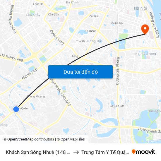Khách Sạn Sông Nhuệ (148 Trần Phú- Hà Đông) to Trung Tâm Y Tế Quận Hai Bà Trưng map