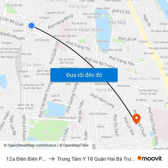 12a Điện Biên Phủ to Trung Tâm Y Tế Quận Hai Bà Trưng map