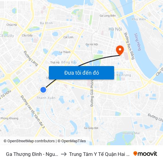 Ga Thượng Đình - Nguyễn Trãi to Trung Tâm Y Tế Quận Hai Bà Trưng map