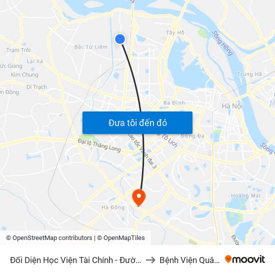 Đối Diện Học Viện Tài Chính - Đường Đức Thắng to Bệnh Viện Quân Y 103 map