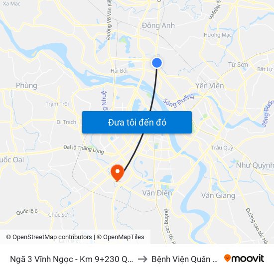 Ngã 3 Vĩnh Ngọc - Km 9+230 Quốc Lộ 3 to Bệnh Viện Quân Y 103 map