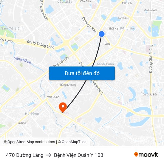 470 Đường Láng to Bệnh Viện Quân Y 103 map