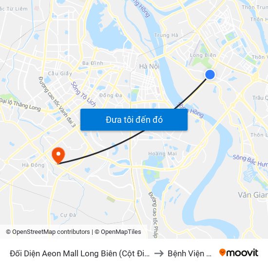 Đối Diện Aeon Mall Long Biên (Cột Điện T4a/2a-B Đường Cổ Linh) to Bệnh Viện Quân Y 103 map