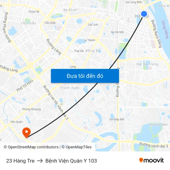 23 Hàng Tre to Bệnh Viện Quân Y 103 map