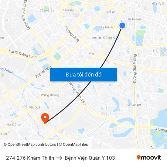 274-276 Khâm Thiên to Bệnh Viện Quân Y 103 map