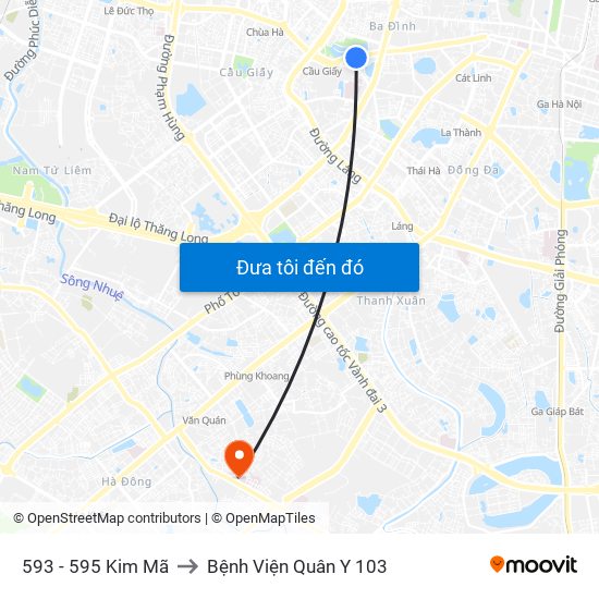 593 - 595 Kim Mã to Bệnh Viện Quân Y 103 map