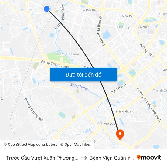 Trước Cầu Vượt Xuân Phương 100m to Bệnh Viện Quân Y 103 map