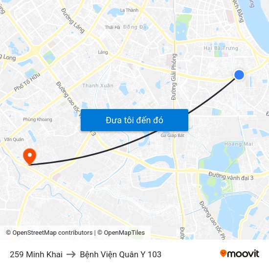 259 Minh Khai to Bệnh Viện Quân Y 103 map
