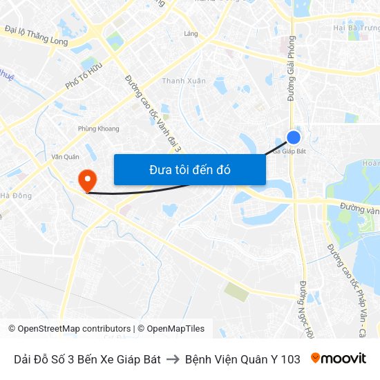 Dải Đỗ Số 3 Bến Xe Giáp Bát to Bệnh Viện Quân Y 103 map