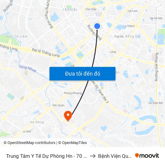 Trung Tâm Y Tế Dự Phòng Hn - 70 Nguyễn Chí Thanh to Bệnh Viện Quân Y 103 map