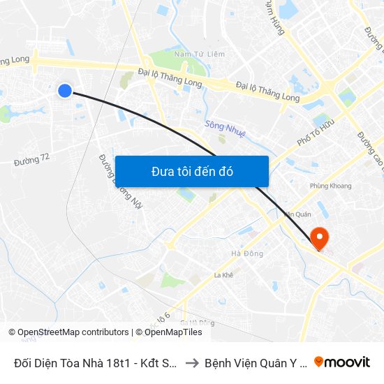 Đối Diện Tòa Nhà 18t1 - Kđt Sudico to Bệnh Viện Quân Y 103 map