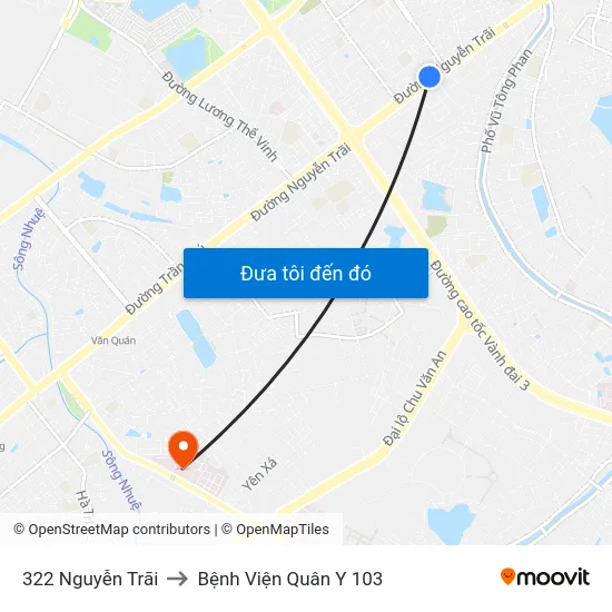 322 Nguyễn Trãi to Bệnh Viện Quân Y 103 map