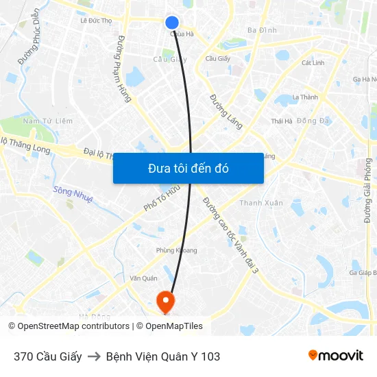 370 Cầu Giấy to Bệnh Viện Quân Y 103 map
