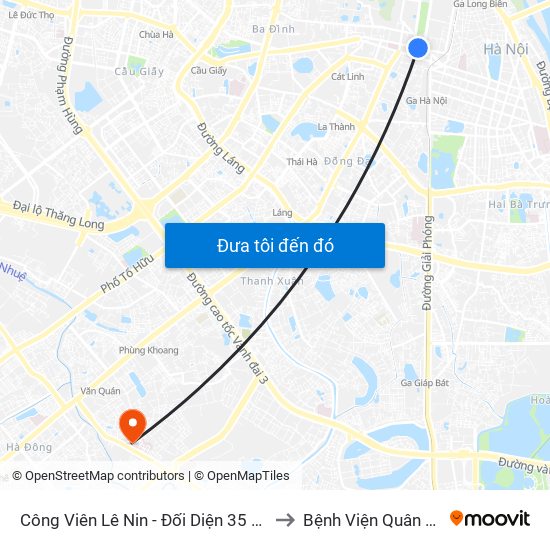 Công Viên Lê Nin - Đối Diện 35 Trần Phú to Bệnh Viện Quân Y 103 map