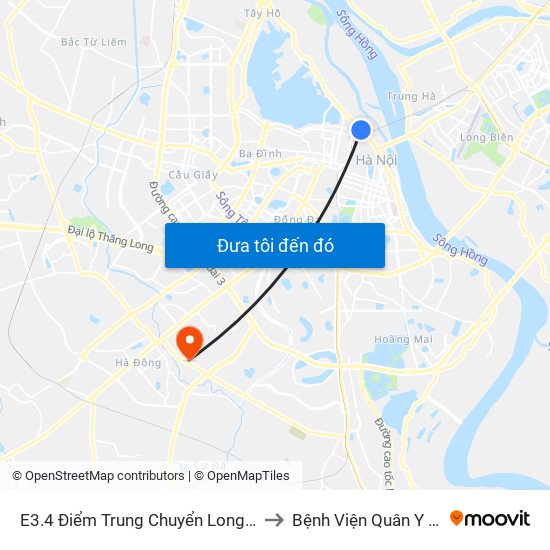 E3.4 Điểm Trung Chuyển Long Biên to Bệnh Viện Quân Y 103 map