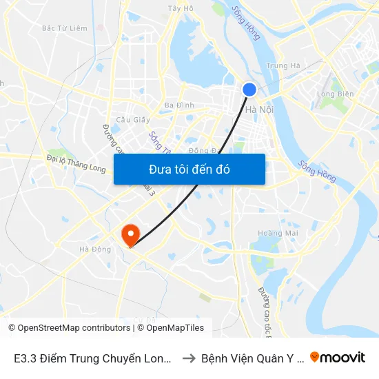 E3.3 Điểm Trung Chuyển Long Biên to Bệnh Viện Quân Y 103 map