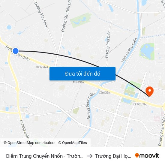 Điểm Trung Chuyển Nhổn - Trường Đại Học Công Nghiệp Hà Nội - Đường 32 to Trường Đại Học Sân Khấu - Điện Ảnh map