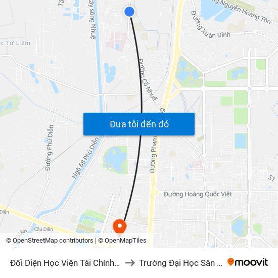 Đối Diện Học Viện Tài Chính - Đường Đức Thắng to Trường Đại Học Sân Khấu - Điện Ảnh map