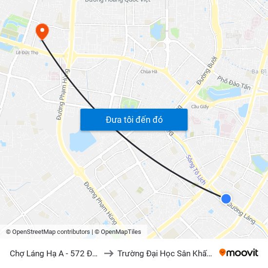 Chợ Láng Hạ A - 572 Đường Láng to Trường Đại Học Sân Khấu - Điện Ảnh map
