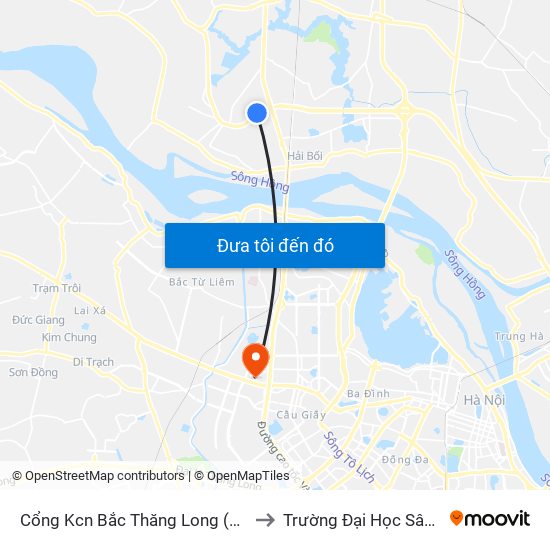 Cổng Kcn Bắc Thăng Long (Gần Cầu Vượt Bộ Hành) to Trường Đại Học Sân Khấu - Điện Ảnh map