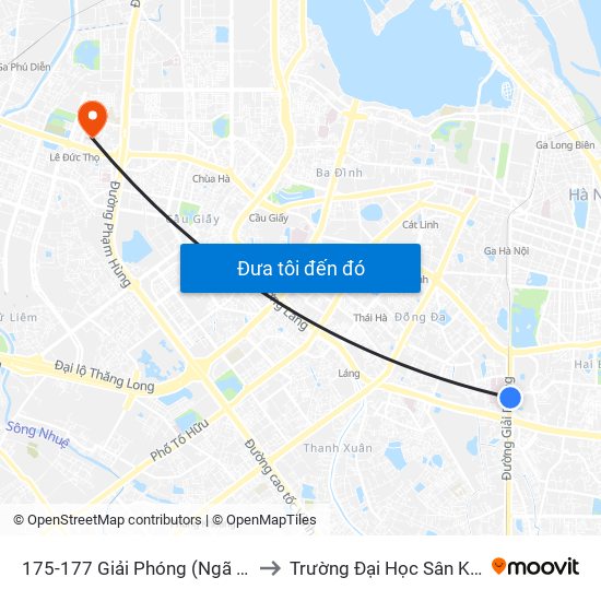 175-177 Giải Phóng (Ngã 3 Lê Thanh Nghị) to Trường Đại Học Sân Khấu - Điện Ảnh map