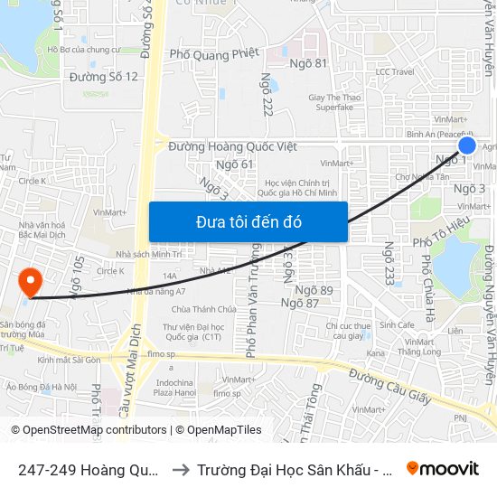 247-249 Hoàng Quốc Việt to Trường Đại Học Sân Khấu - Điện Ảnh map