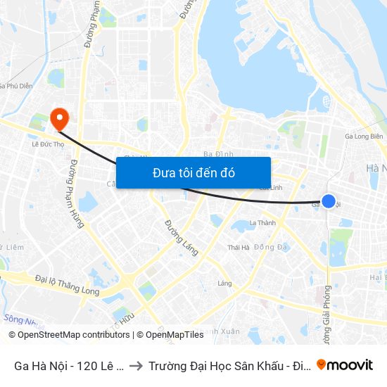 Ga Hà Nội - 120 Lê Duẩn to Trường Đại Học Sân Khấu - Điện Ảnh map