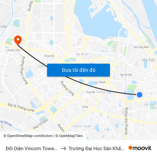 Đối Diện Vincom Tower - Bà Triệu to Trường Đại Học Sân Khấu - Điện Ảnh map