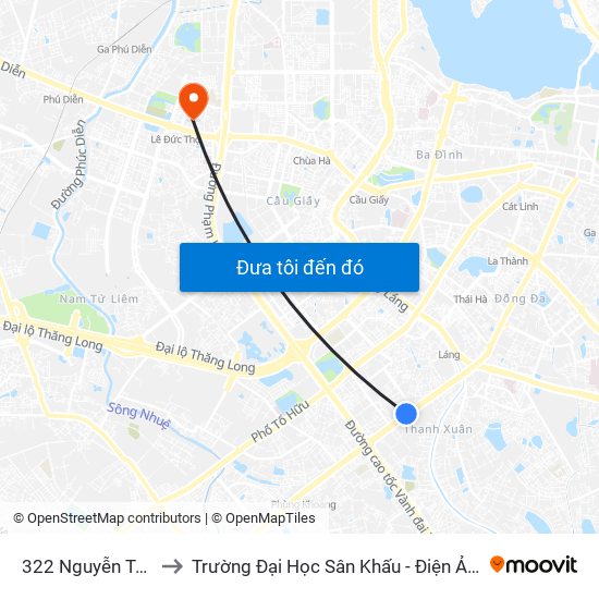 322 Nguyễn Trãi to Trường Đại Học Sân Khấu - Điện Ảnh map