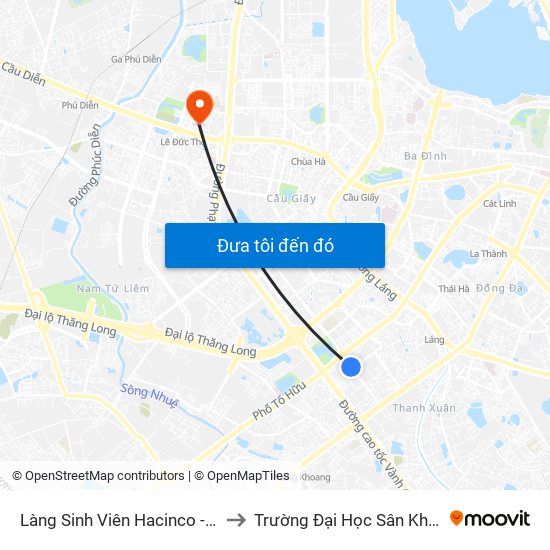 Làng Sinh Viên Hacinco - Nguyễn Tuân to Trường Đại Học Sân Khấu - Điện Ảnh map