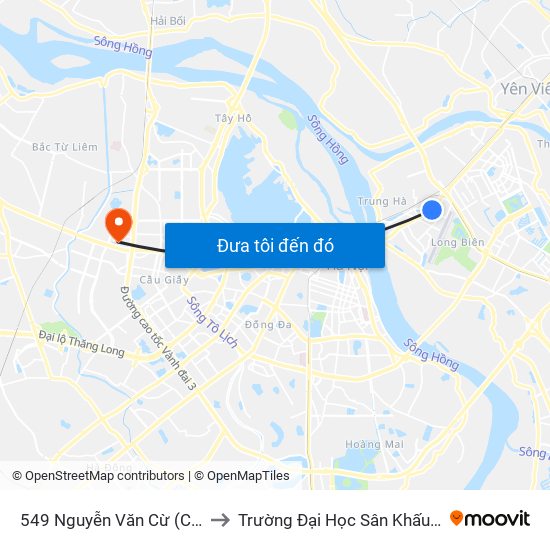 549 Nguyễn Văn Cừ (Cột Trước) to Trường Đại Học Sân Khấu - Điện Ảnh map