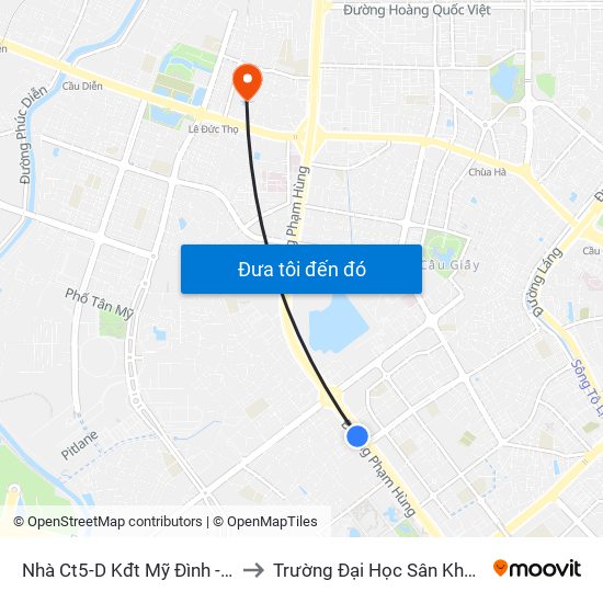 Nhà Ct5-D Kđt Mỹ Đình - Phạm Hùng to Trường Đại Học Sân Khấu - Điện Ảnh map