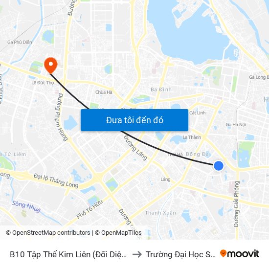 B10 Tập Thể Kim Liên (Đối Diện Ngõ 46b Phạm Ngọc Thạch) to Trường Đại Học Sân Khấu - Điện Ảnh map
