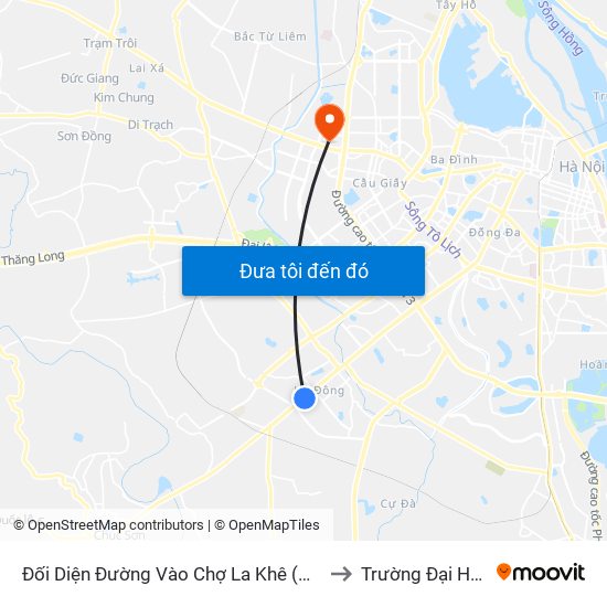 Đối Diện Đường Vào Chợ La Khê (Qua Ga Metro La Khê) - 405 Quang Trung (Hà Đông) to Trường Đại Học Sân Khấu - Điện Ảnh map