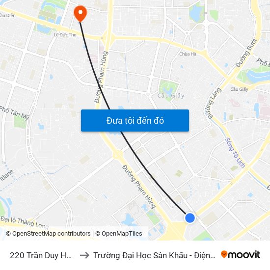 220 Trần Duy Hưng to Trường Đại Học Sân Khấu - Điện Ảnh map