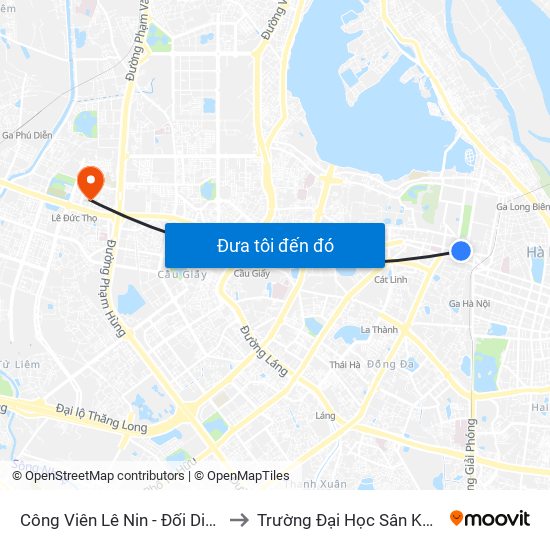 Công Viên Lê Nin - Đối Diện 35 Trần Phú to Trường Đại Học Sân Khấu - Điện Ảnh map