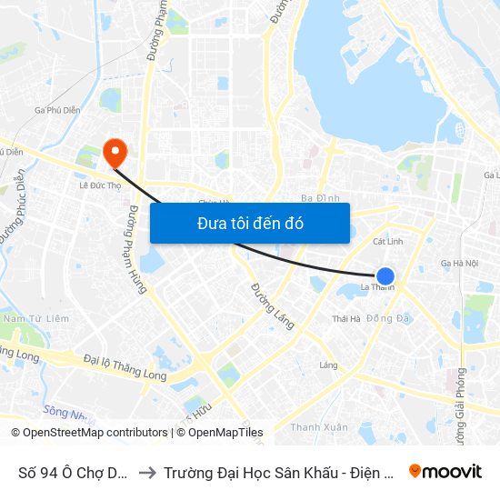 Số 94 Ô Chợ Dừa to Trường Đại Học Sân Khấu - Điện Ảnh map