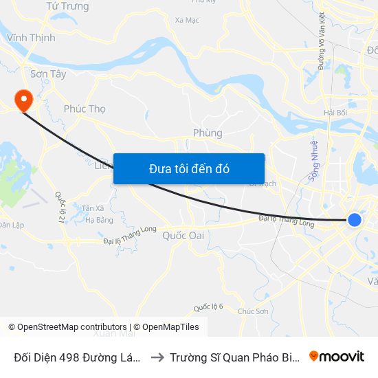 Đối Diện 498 Đường Láng to Trường Sĩ Quan Pháo Binh map