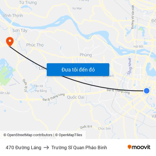 470 Đường Láng to Trường Sĩ Quan Pháo Binh map