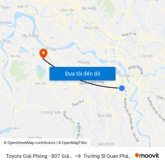 Toyota Giải Phóng - 807 Giải Phóng to Trường Sĩ Quan Pháo Binh map