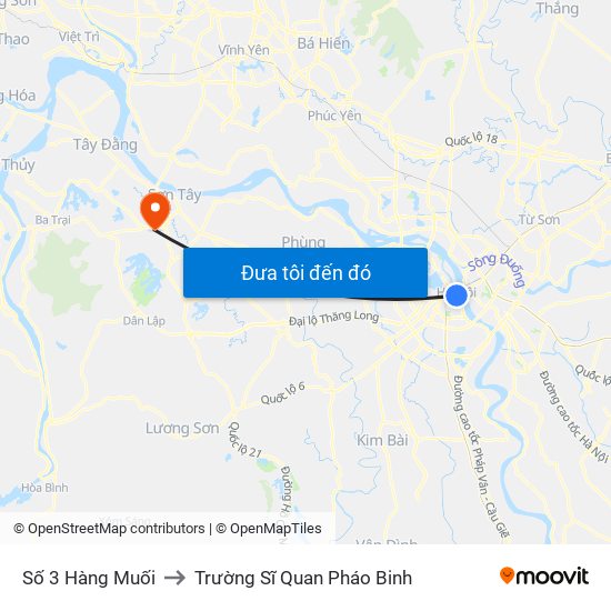 Số 3 Hàng Muối to Trường Sĩ Quan Pháo Binh map