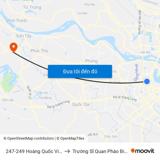 247-249 Hoàng Quốc Việt to Trường Sĩ Quan Pháo Binh map