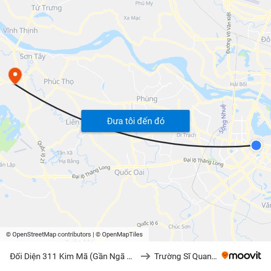 Đối Diện 311 Kim Mã (Gần Ngã 4 Kim Mã - Vạn Bảo) to Trường Sĩ Quan Pháo Binh map