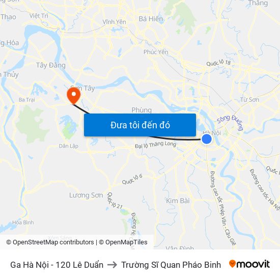 Ga Hà Nội - 120 Lê Duẩn to Trường Sĩ Quan Pháo Binh map