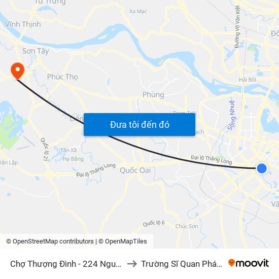 Chợ Thượng Đình - 224 Nguyễn Trãi to Trường Sĩ Quan Pháo Binh map