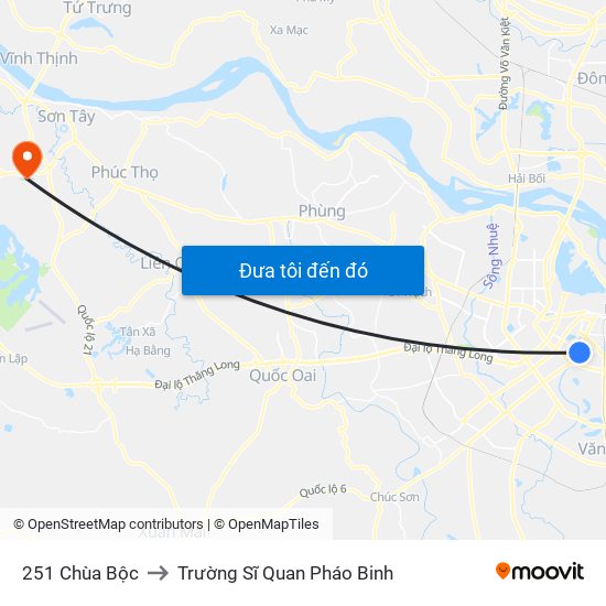 251 Chùa Bộc to Trường Sĩ Quan Pháo Binh map