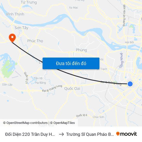 Đối Diện 220 Trần Duy Hưng to Trường Sĩ Quan Pháo Binh map