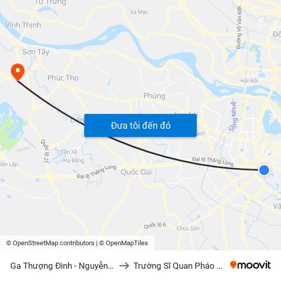 Ga Thượng Đình - Nguyễn Trãi to Trường Sĩ Quan Pháo Binh map