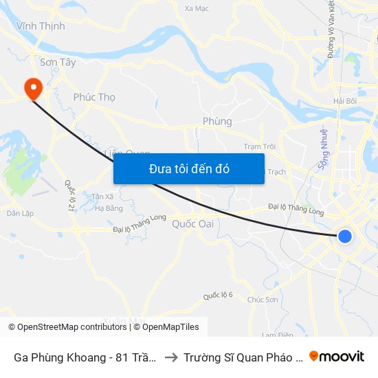 Ga Phùng Khoang - 81 Trần Phú to Trường Sĩ Quan Pháo Binh map